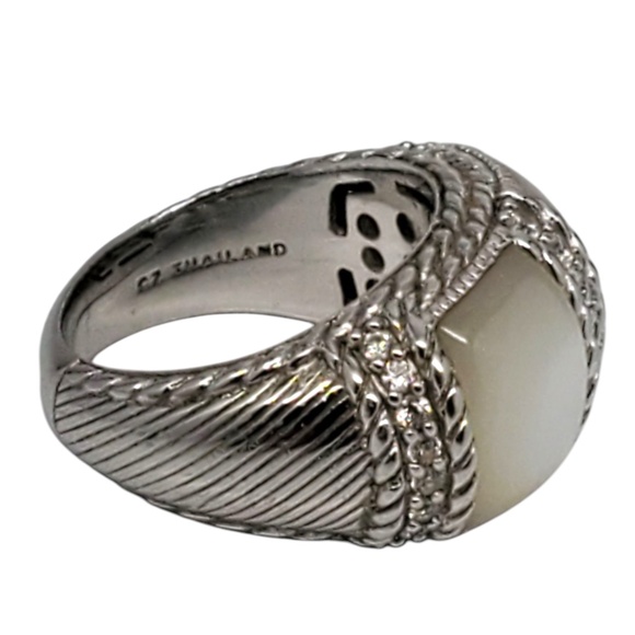 Judith Ripka Sterling Mother Of Pearl & Rose Quartz Ring Size 7 #21107 - Picture 4 of 9